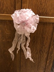 30 Blush Light Pink Pew Bows with Pearl Center Detail