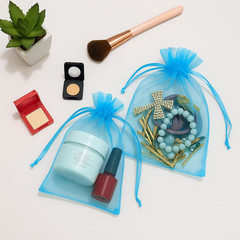 25PCS Blue Organza Bags 5×7 inches, Sheer Mesh Jewelry Pouches, Organza Gift Bag
