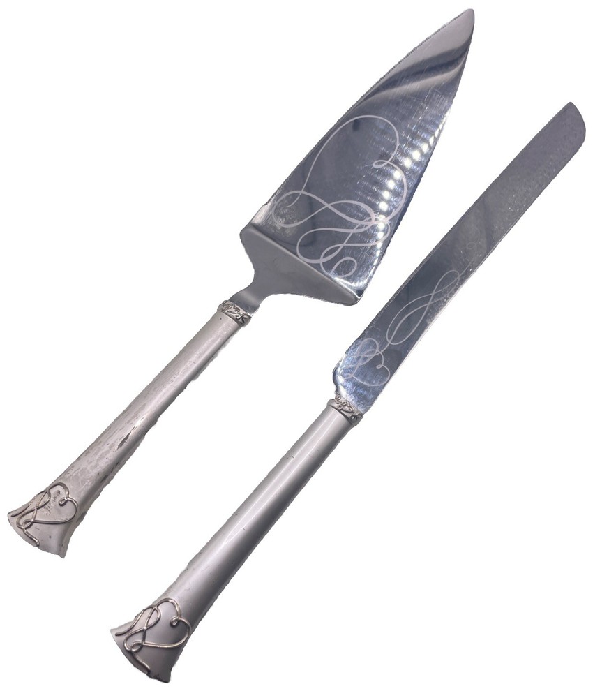 Mikasa Love Story Stainless Steel Wedding Cake Pie Server Set Swirl Hearts