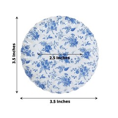 100 White Blue Mini Paper Plates with Scalloped Rim French Toile Design Wedding