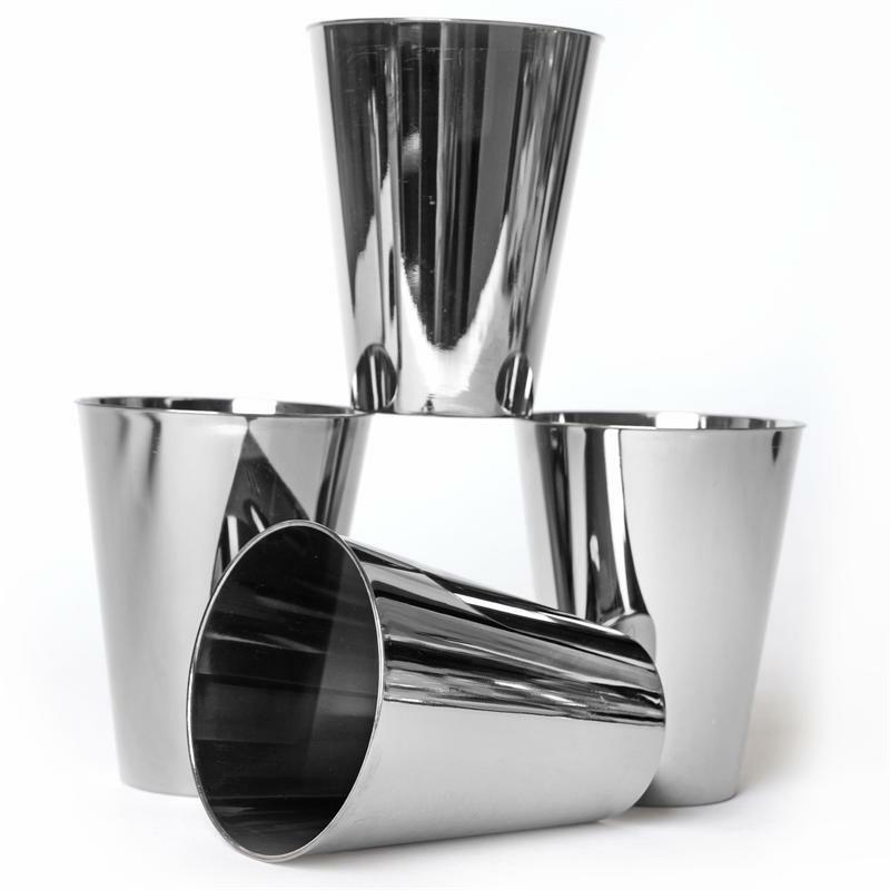 Disposable SILVER PLASTIC CUPS Tumblers Party Wedding Reception TABLEWARE SALE