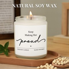Sympathy Gifts, Keep Making Her Proud Memorial Candle 7 ounce, White