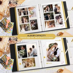 Álbum de fotos autoadhesivo para bodas, álbum de recortes de 80 páginas, álbumes