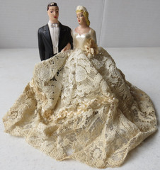 Vintage 1950s Wedding Cake Topper Bride Groom