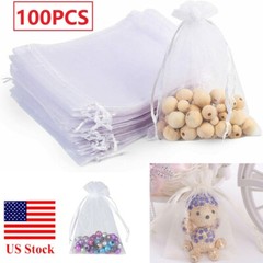 100Pcs Organza Wedding Party Favor Decoration Gift Candy Sheer Bags Pouches USA
