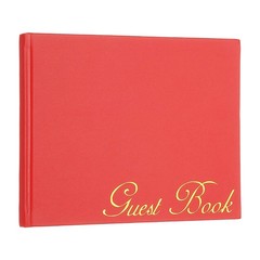 Elegant Guestbook, 9″x7″ PU Leather Wedding Guest Book, Red