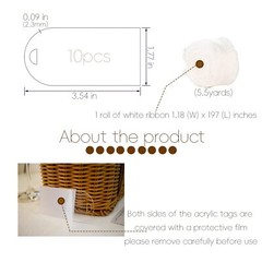 10 Pcs 3.54″ Clear Acrylic Place Cards Blanks Gift Tags with Ribbon Wedding