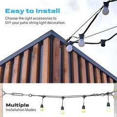NEREUS String Light Hanging Kit with 250 Ft Vinyl Coated 304 Stainless Steel …