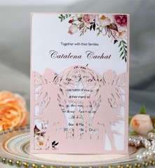 25/50/100Pcs Laser Cut Hollow Castle Angel Wedding Invitations Invit Cards