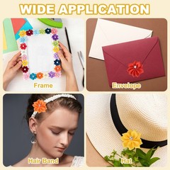 100 Pcs Ribbon Flowers, 1.2 in Fabric Flowers with Rhinestones, Light Pink