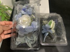 Floral Artificial Wedding Boutonnière White Rose Blue Hydrangea Fabric Plastic