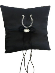 Black Satin Western Wedding Crystal Horseshoe Accessory 6 Piece Set