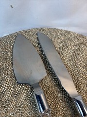 Vintage Wedding 2 Pc Hostess Set – Stainless Steel, Diamond Cut Acrylic Handles