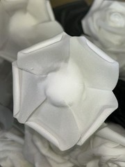 Felt Black, White & Gray Table Centerpiece Rose Buds In 6x6x6 Clear Plastic Box