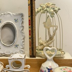 Vintage Table Decor For Tea Party -Vase, Sugar & Creamer, Bells, Pewter Rabbit +
