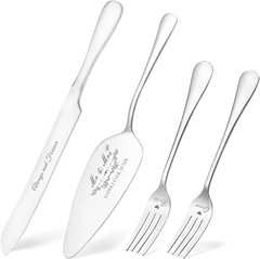 Wedding Cake Knife and Server Set, Silver Cake Cutting Set for Wedding, 4 Pieces
