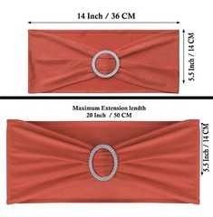 100 Terracotta Spandex Stretch Chair Sashes Bow with Slider Buckle Wedding Décor