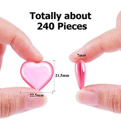 240 Pieces Red White Pink Acrylic Heart Gems 1 LB Valentine’s Red, Pink, White
