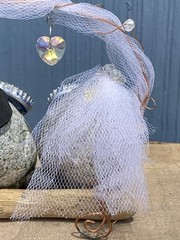Unique Handmade Bride and Groom Rocks Wedding Decor Centerpiece Bottle Cap Eyes