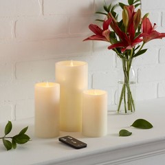 3pk LED Candles Cream – Threshold: Paraffin Wax Pillar Style Indoor/Outdoor Use
