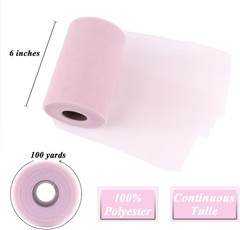 Soft Pink Tulle Fabric Roll 6″ by 100 Yards (300 Ft) Soft Tulle Spool for DIY Cr