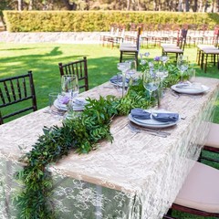 Chumia 10 Pcs Lace Tablecloth Rectangular 60 x 120 Inch 60 X 120 Inch, White