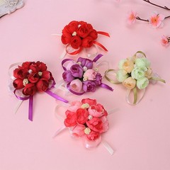 4Pcs Reusable Party Wrist Flower Brooch Rosy Wedding Decoration