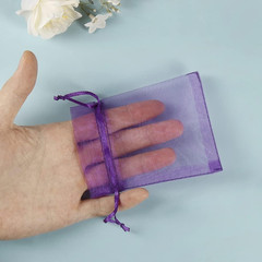 100pcs Little Organza Bags 3 x 4 inch, Purple Mesh Bags Drawstring Pouches for J