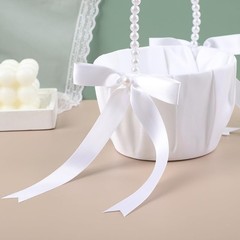 Wedding Flower Basket, Ivory White