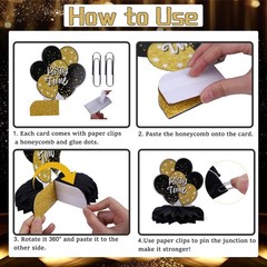 Refavor 55th Birthday Decorations for Men – 9PCS Vintage Black Gold