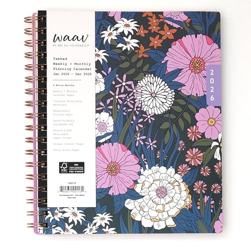 WAAV 2026 Weekly and Monthly Planner Calendar, January 7″ x 9″ Bailey- 2026