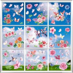 85PCS Spring Window Clings – Spring Flower Butterfly Stickers for Glass Windo…