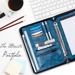 Calfinder Embossed Portfolio Binder 3 Ring,Leather Portfolio for Men,Padfolio…