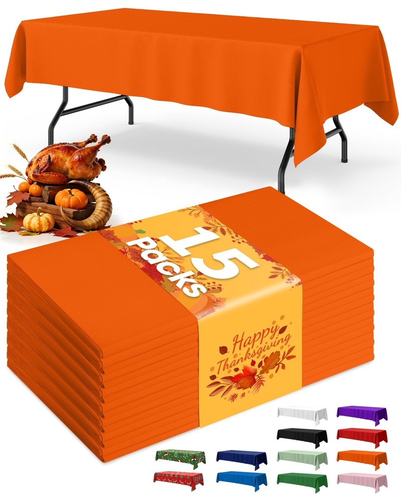 Niuara Orange Plastic Table Cloth Rectangle Table 15 Pack, 54»×108» Table