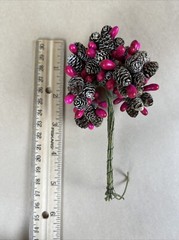 VTG Lot Mini Satin Ribbon Rose Flowers Wire Stem, Brooms Wedding Shower Craft