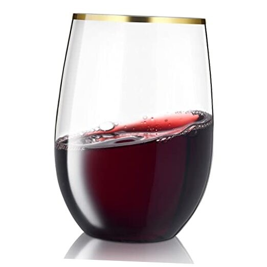 30 Pack Stemless Plastic Wine Glasses – 16 Oz – BPA Free Disposable Wine