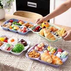 Pinkunn 12 Pcs 13 Large Divided Wheat Straw Plates Modern Style Reusable Safe 5