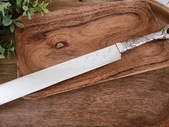 Vintage Ornate Silver Scroll Cake Knife – Elegant Wedding Dessert Server 12″