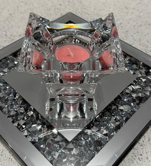 MIKASA GENUINE CRYSTAL VOTIVE Candle Holder with YANKEE CANDLE TEA LIGHT CANDLES