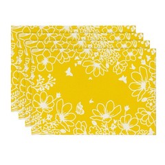 Artoid Mode Yellow Bloom Flowers Floral 12″ x 18″, Rectangular 4 Pcs,