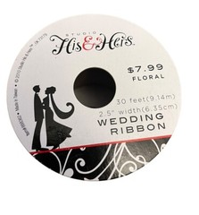 RED STUDIO HIS & HERS WEDDING RIBBON 2.5” Width WOVEN EDGE 30ft Floral