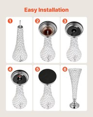 VEVOR 4 PCS Crystal Wedding Flower Vase 20in Tall Table Centerpieces Silver