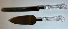 Vintage Wedding 2 Pc Hostess Set – Stainless Steel, Diamond Cut Acrylic Handles