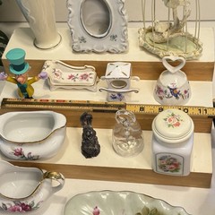 Vintage Table Decor For Tea Party -Vase, Sugar & Creamer, Bells, Pewter Rabbit +