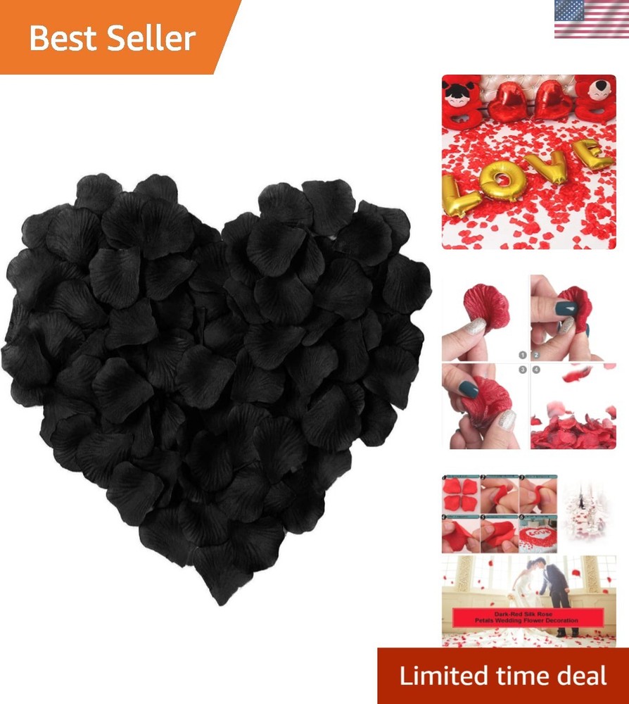 Elegant 1000 Count Black Silk Rose Petals – Perfect for Any Celebration