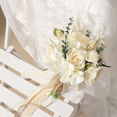 CEWOR Wedding Bouquets for Bride Bridesmaid, White Champagne Artificial Roses…