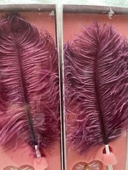 Set of 3 Vintage Hortense B Hewitt Co Pink Feather Pen w/ Velvet Dove Base