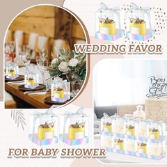 36 Set 3. 5 x 3. 5 x 4. 3 in Transparent Candle Gift Box Packaging Box Silver