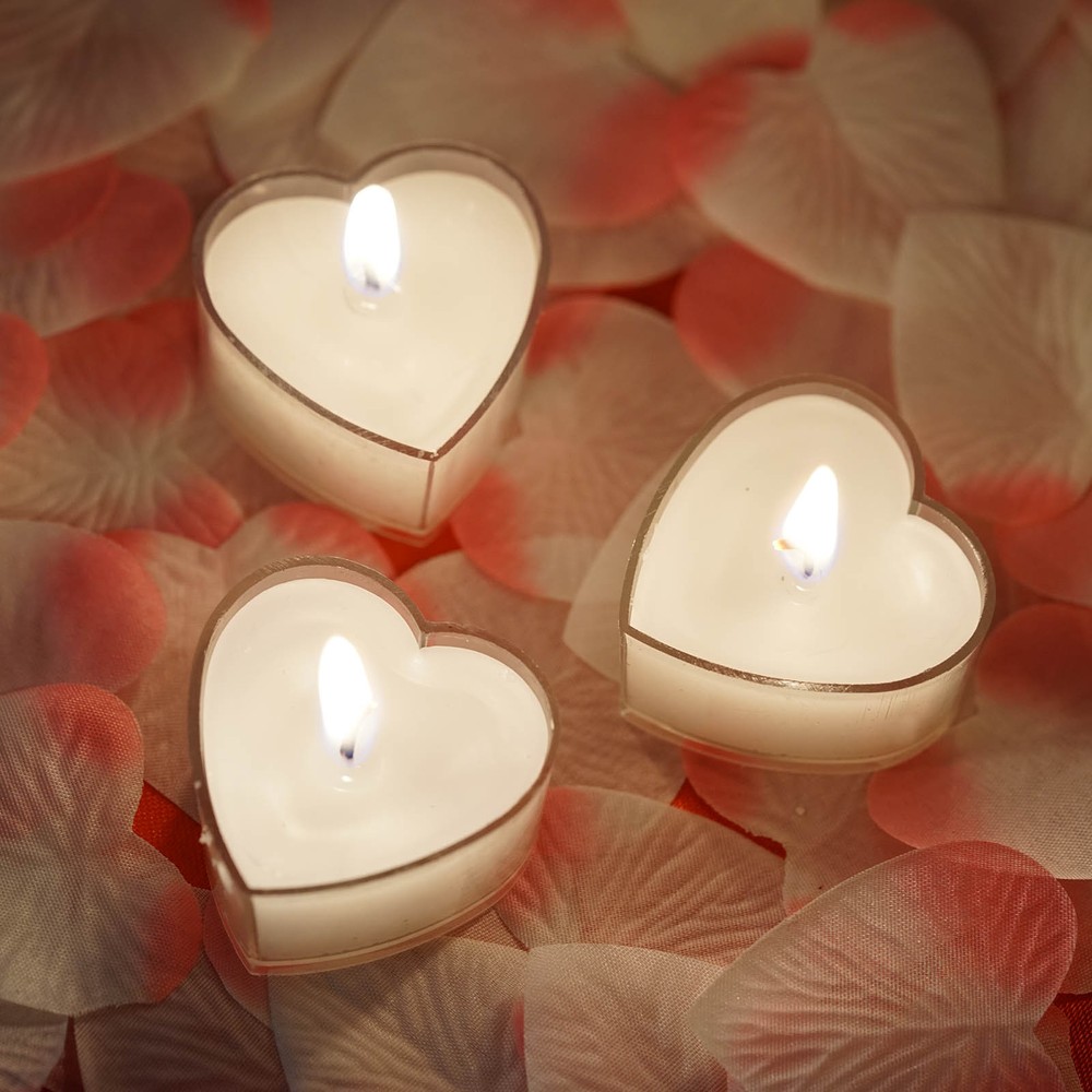 12 pcs 2″ White Heart Votive Tealight Candles Wedding Party Centerpieces Sale