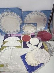 Huge Lot Lace Paper Doilies Lg Med Small Red white Oval Round Square Party Craft